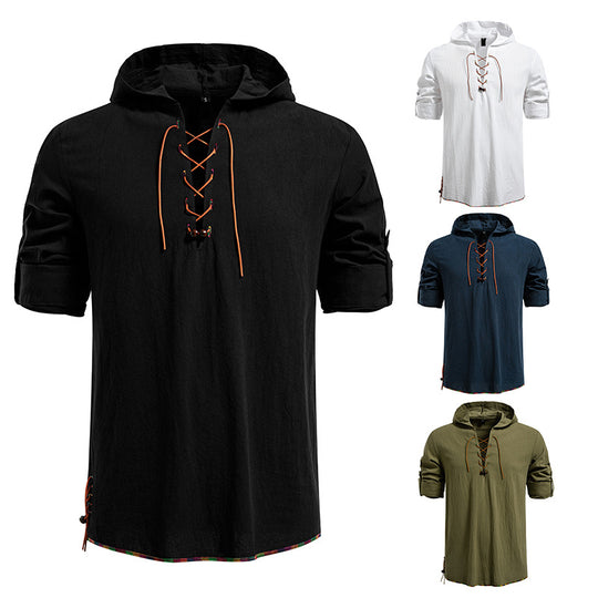 Herren Kaptuzenbluse mit einzigartigem Schnürdesign R&B