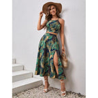 Damen Maxikleid mit floralem Twist und seitlichem Schlitz R&B