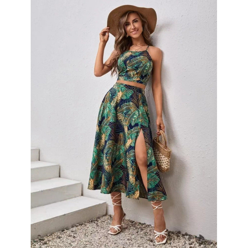 Damen Maxikleid mit floralem Twist und seitlichem Schlitz R&B