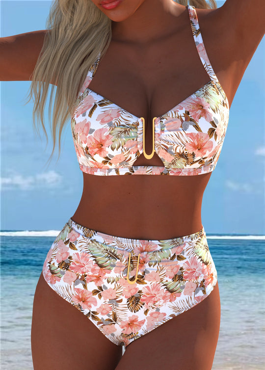 Damen Einteiler Badeanzug mit elegantem floralem Design und figurformendem Schnitt R&B