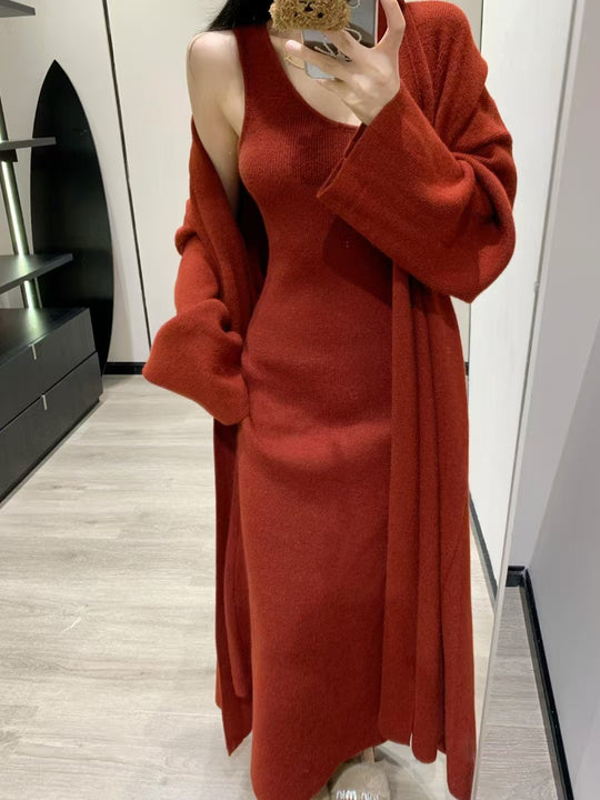 Damen Eleganter Strickmantel mit weitem Schnitt und praktischen Taschen R&B