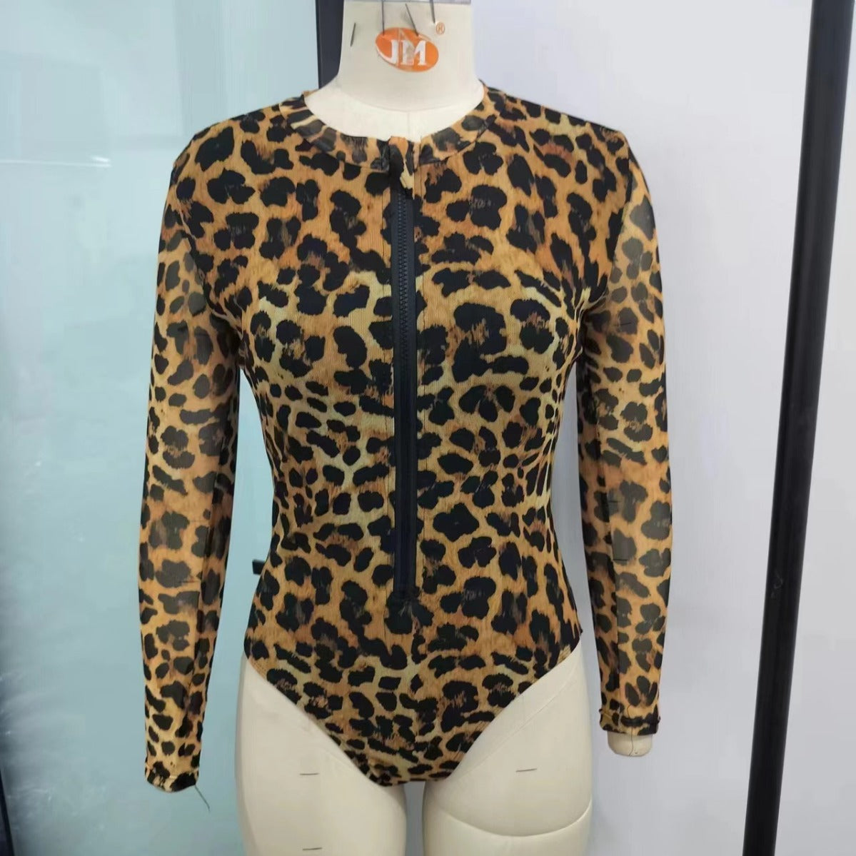 Damen Langarm Körperbadeanzug mit Schlangenprint R&B