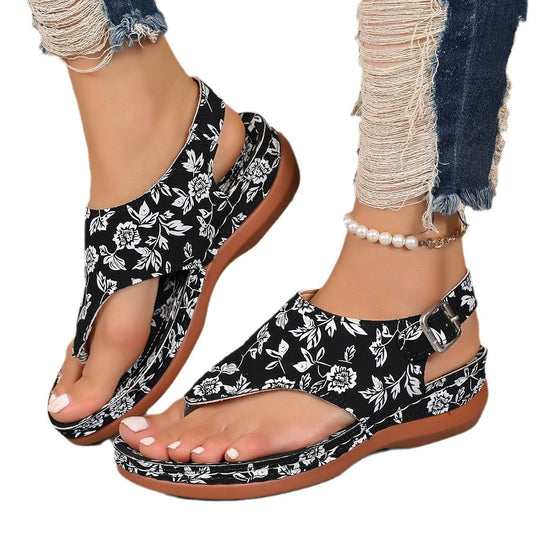 Damen Riemchen-Sandalen mit floralen Mustern und anatomischer Fußbettgestaltung R&B