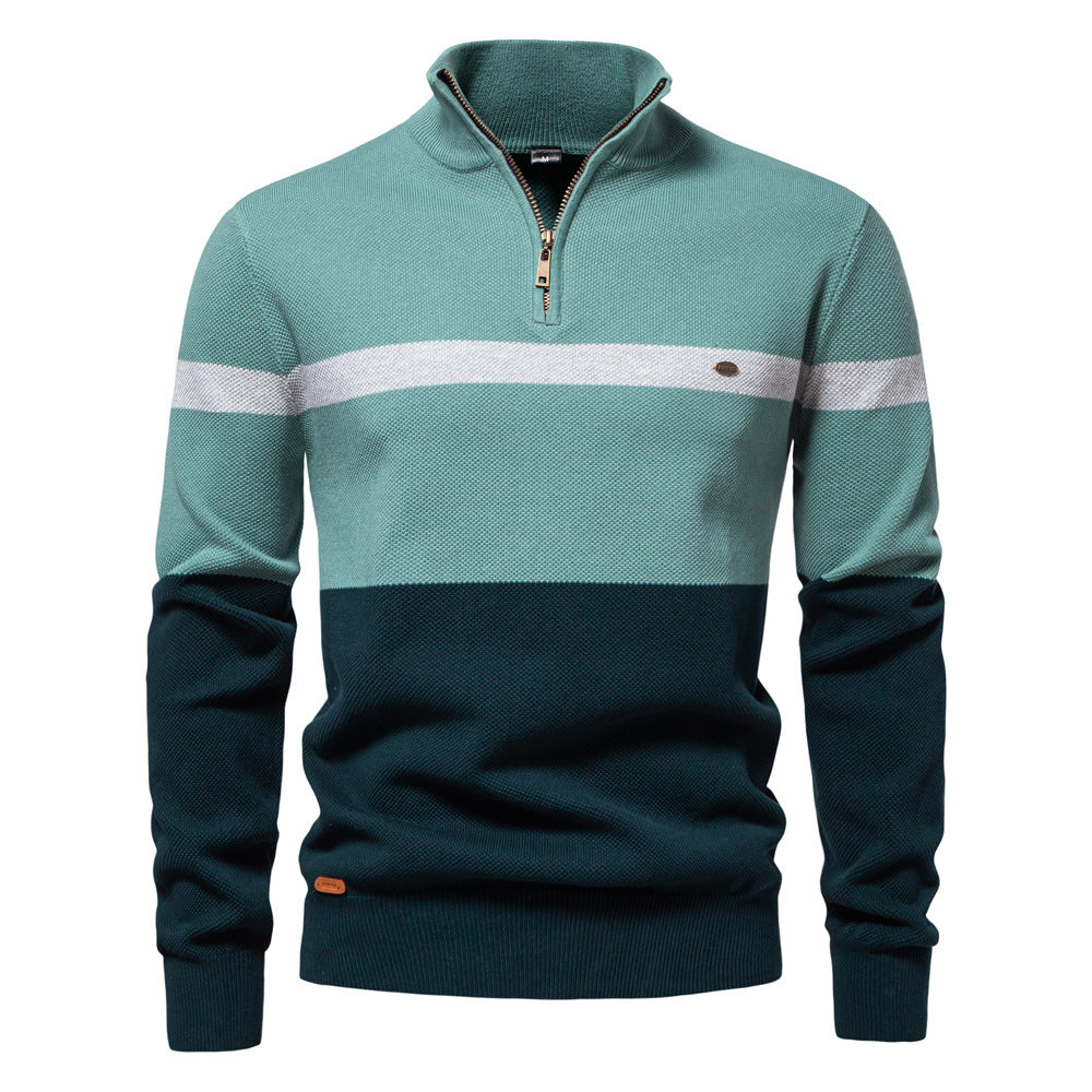 Herren Pullover mit Stehkragen und Zipper R&B