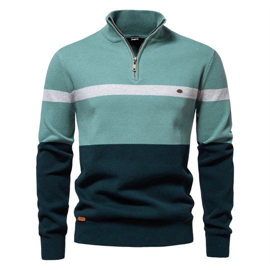 Herren Pullover mit Stehkragen und Zipper R&B