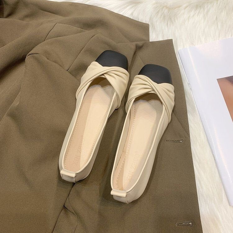 Damen Ballerinas mit modernem Knotendesign und kontrastierender Sohle R&B