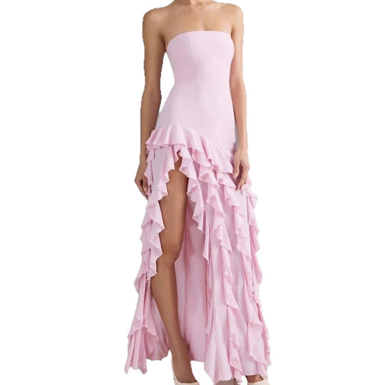Damen Elegantes und asymmetrisches Abendkleid mit Rüschendetails R&B