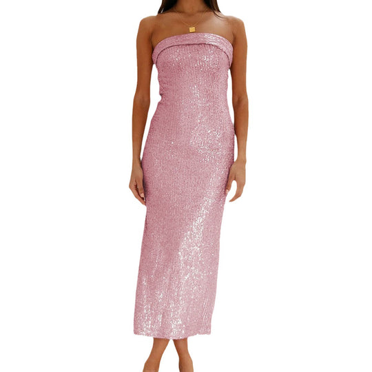 Damen Glamouröses Langrockkleid mit Glitzerakzenten R&B