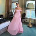 Damen Elegantes Abendkleid mit schulterfreien Puffärmeln und Choker EB