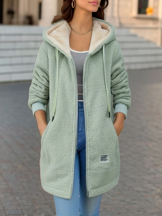 Damen Kuschelige Fleecejacke mit Kapuze und praktischen Taschen R&B