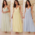 Damen Maxikleid mit schmalen Spaghetti-Trägern und elegantem Wickel-Design R&B