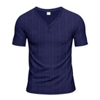 Herren Kurzarm Henley-Shirt mit strukturiertem Design und praktischen Knopfdetails R&B