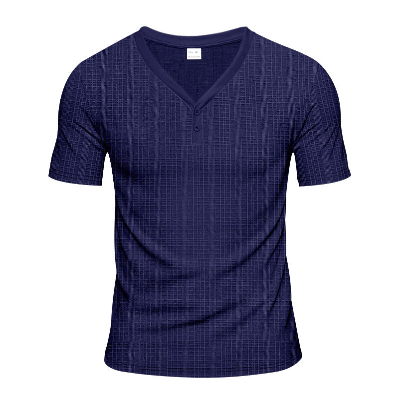 Herren Kurzarm Henley-Shirt mit strukturiertem Design und praktischen Knopfdetails R&B