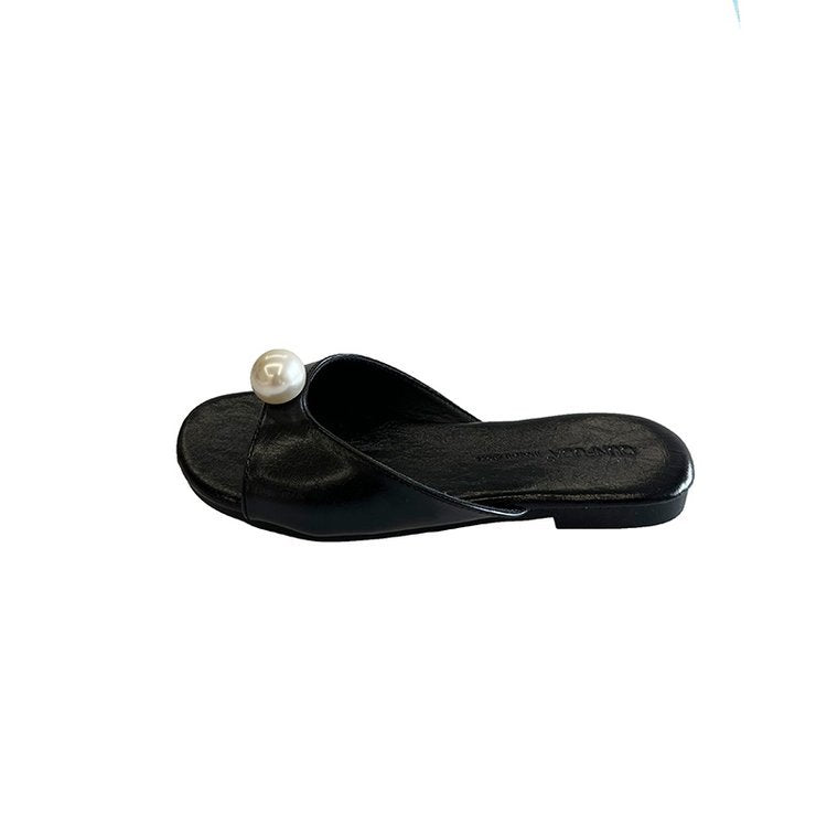 Damen elegante Mules mit Perlenakzent R&B