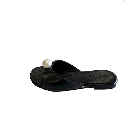 Damen elegante Mules mit Perlenakzent R&B