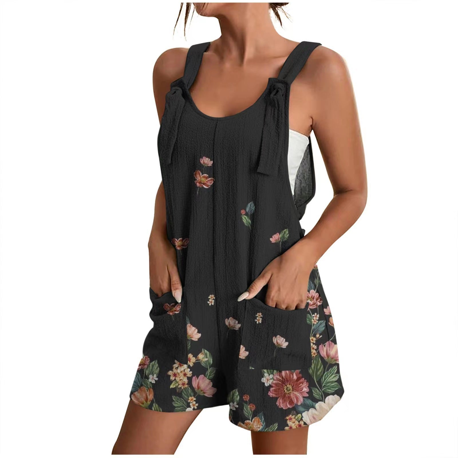 Damen lässiger Overall mit floralem Design und praktischen Taschen R&B
