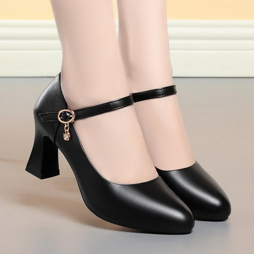Damen Mary Jane Pumps mit komfortablem Blockabsatz und modischem Schnallenakzent R&B