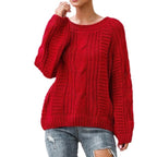 Damen Grobstrickpullover mit voluminösen Ärmeln und Zopfmuster R&B