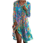 Damen Freizeitkleid mit modischem V-Ausschnitt und Seitenschlitz R&B