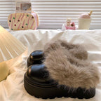 Damen Flauschige Clogs mit hochwertigem Kunstfell und robuster Sohle R&B