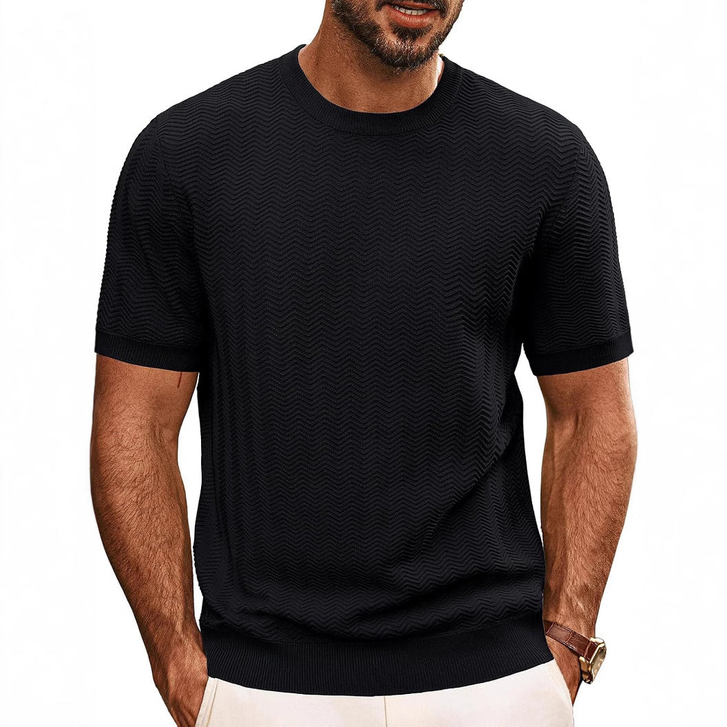 Herren strukturiertes Rundhals T-Shirt R&B
