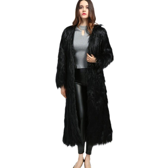 Damen Luxuriöser Kunstpelzmantel mit elegantem Futter R&B