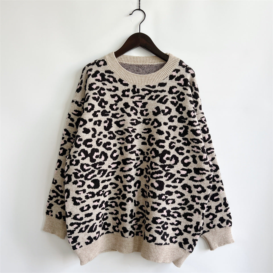 Damen legerer Pullover mit tierischem Muster R&B
