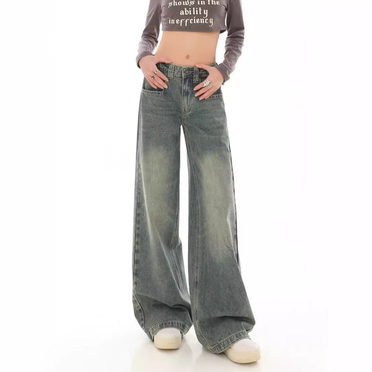 Damen Weite Denim-Hose mit modischem Ombre-Effekt und lässigem Schnitt R&B