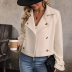 Damen kurze Plüschjacke im modischen Oversized-Stil R&B