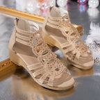 Damen Wedge-Sandalen mit dekorativem Riemendesign und Glitzerapplikationen R&B