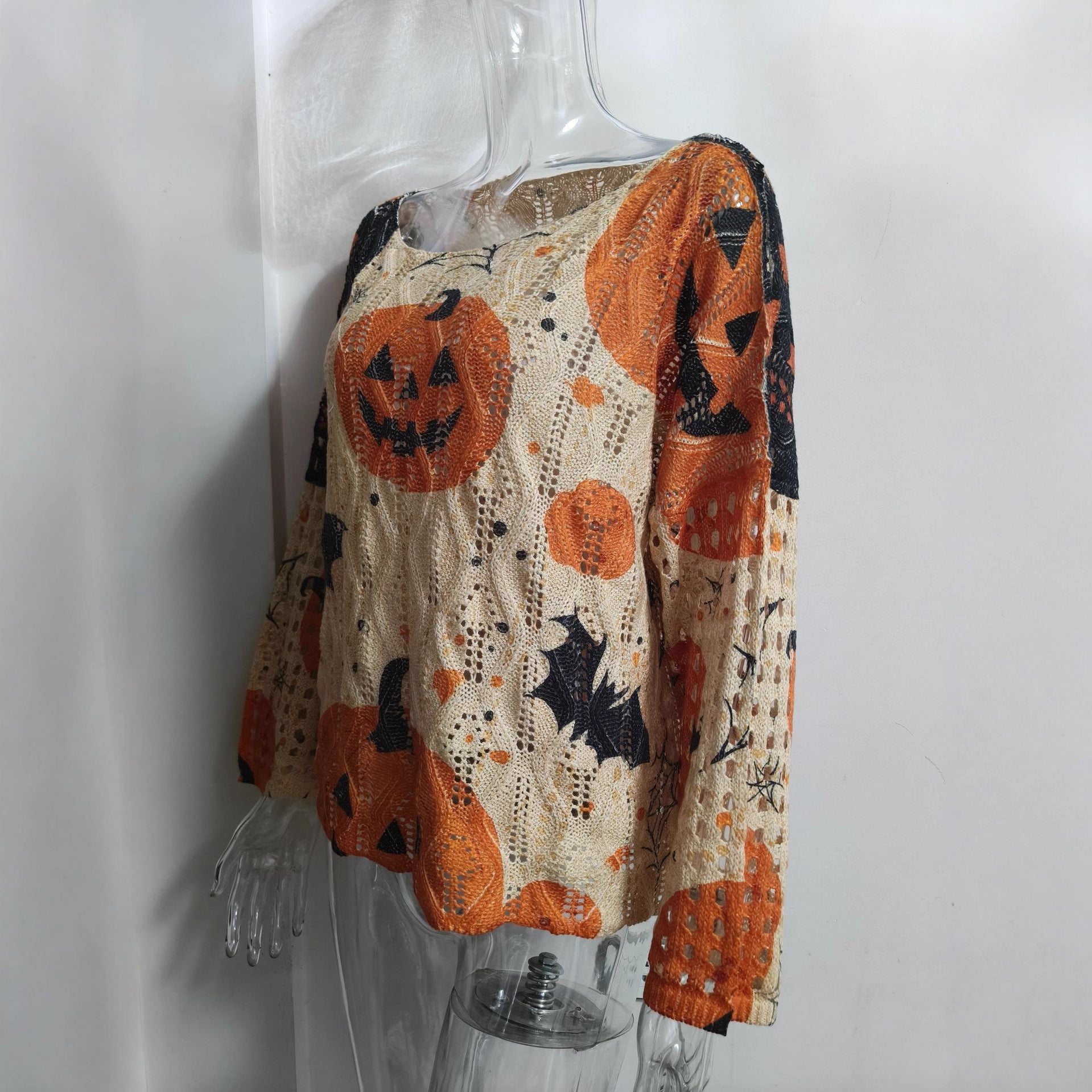 Damen Häkeloberteil mit Halloween-Motiv und weitem Schnitt R&B