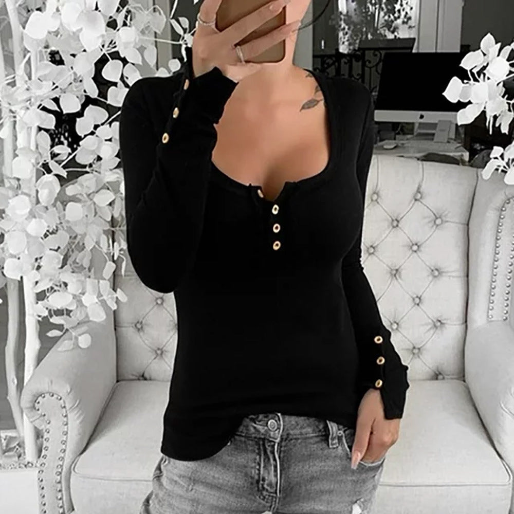 Damen Langarmshirt mit eleganten Knopfdetails R&B