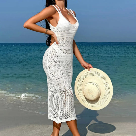 Damen lässiges Häkel-Strandkleid R&B
