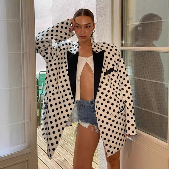 Damen Oversized Blazer mit Punkten R&B