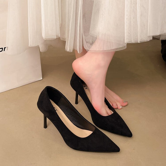 Damen klassische High Heels aus samtigem Material mit elegantem Schnitt R&B