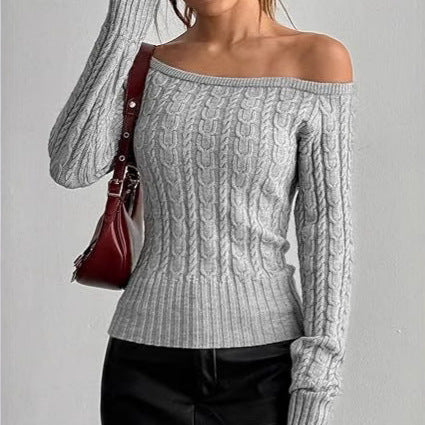 Damen Strickpullover mit elegantem Zopfmuster und italienischem Rundhalsausschnitt R&B