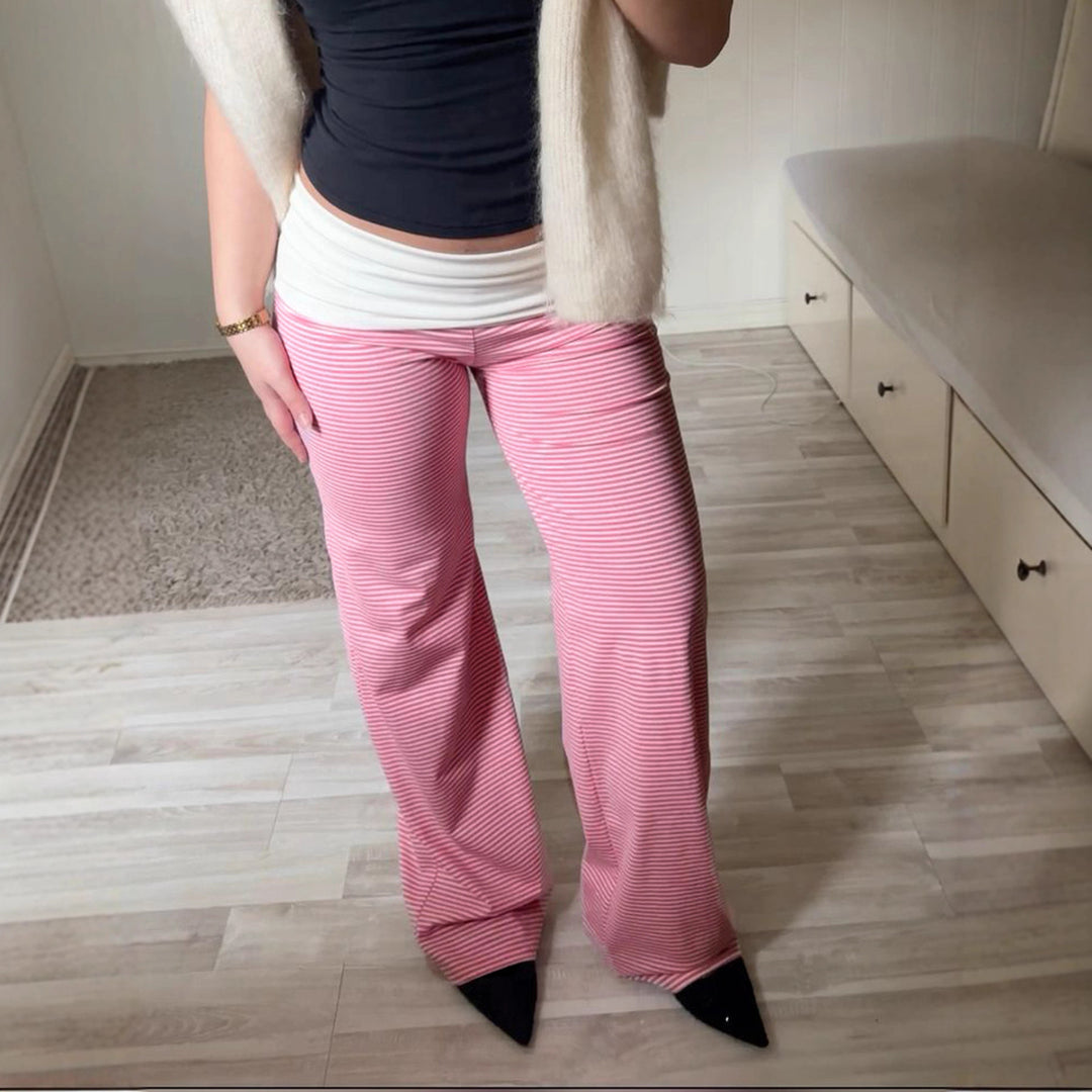 Damen Flared Hose mit feinen Streifen und hohem Bund R&B