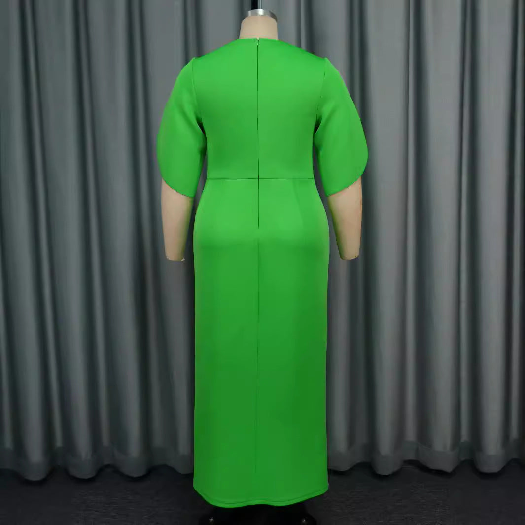 Damen Glamouröses Maxikleid mit funkelndem Fransenkragen R&B