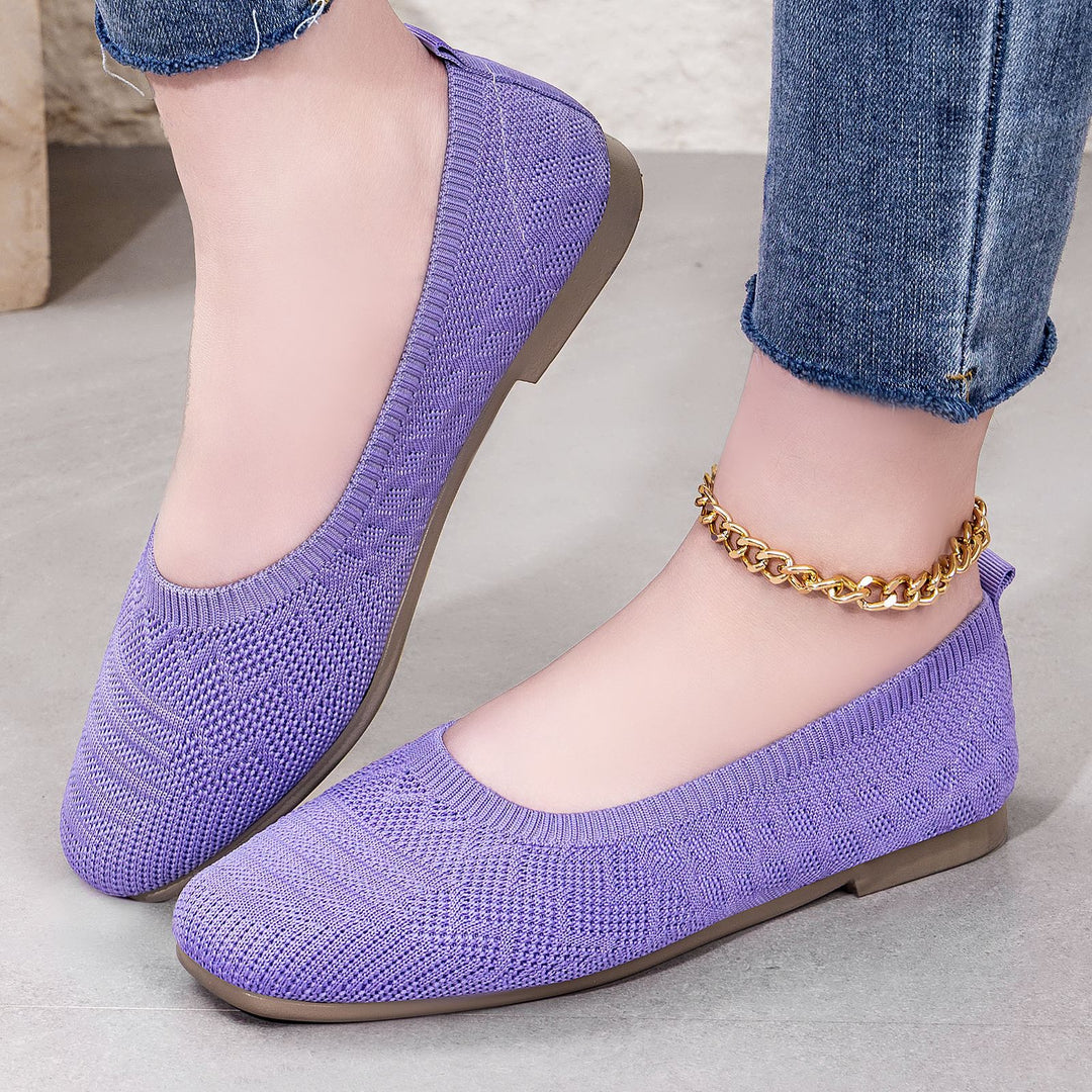 Damen Strick-Ballerinas mit elastischem Einstieg R&B