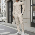 Herren modisches Freizeit-Set mit strukturiertem Langarmshirt und passenden Jogginghosen R&B