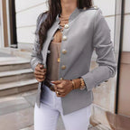 Damen modischer Blazer mit goldenen Knöpfen und schmalem Schnitt R&B