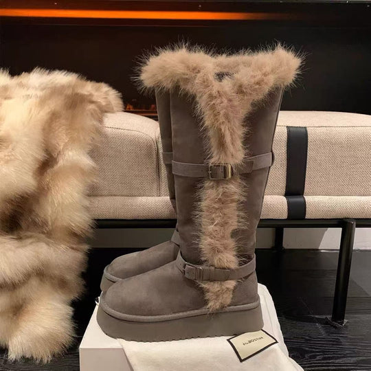Damen Kuschelige Winterstiefel mit dekorativem Kunstfellabschluss R&B