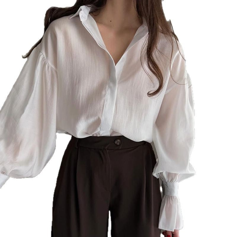 Damen elegante Bluse mit voluminösen Ärmeln R&B