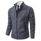 Herren elegante Strickjacke mit hohem Kragen und praktischem Reißverschluss R&B