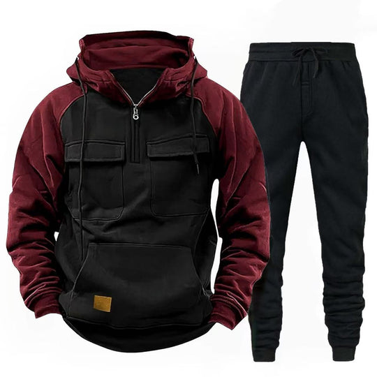 Herren funktionale Kapuzenjacke mit Reißverschluss und Jogginghose R&B