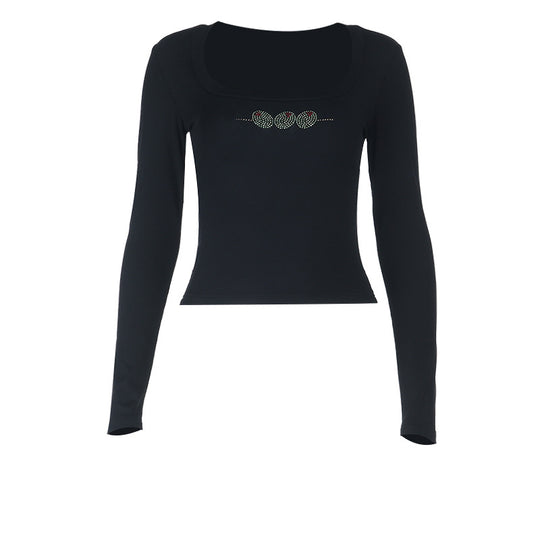 Damen Langarmshirt mit trendigem Neckholder-Ausschnitt und fröhlichem Stickmotiv R&B