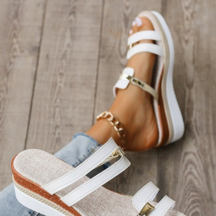 Damen Wedge-Sandaletten mit stylischem Riemen-Design und komfortablem Fußbett R&B