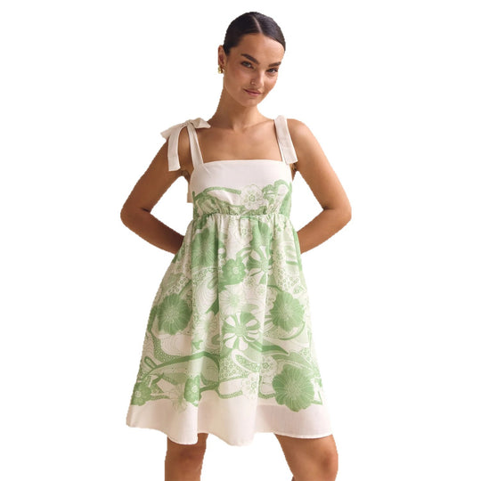 Damen Sommerliches Minikleid mit verspieltem Mustermix und fließendem Schnitt R&B
