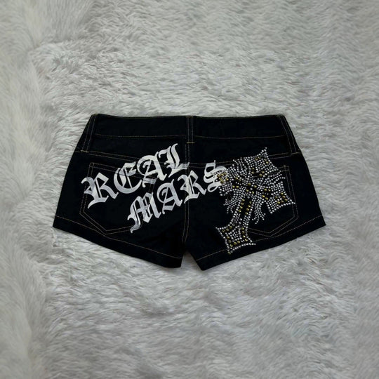 Damen Trendige Jeans-Shorts mit glitzernden Applikationen R&B