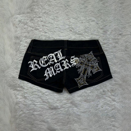 Damen Trendige Jeans-Shorts mit glitzernden Applikationen R&B